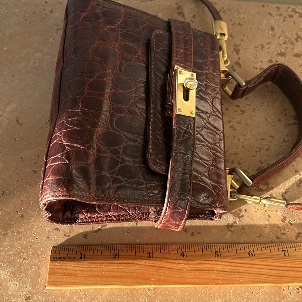 🔥HP🔥True VTG Maraolo small Alligator Crossbody Bag, brown, Italy - Picture 15 of 17